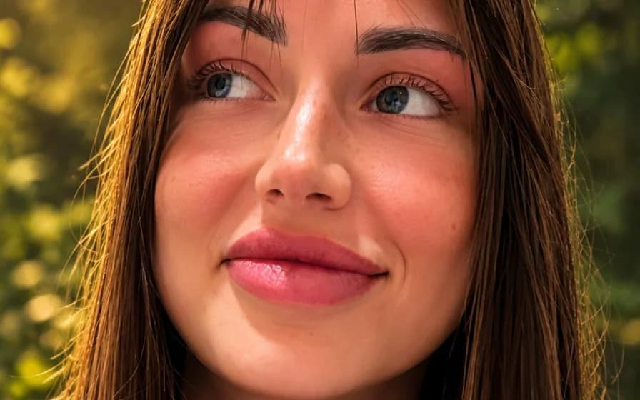 AI-generated portrait of a woman before the lip enhancement visualisation — not a real client