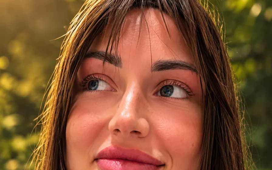 AI-generated portrait of a woman before the ombré brows visualisation — not a real client